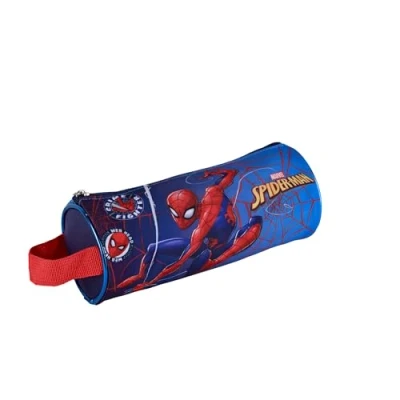 Imagen de ToyBags Estuche Escolar Spiderman Portatodo Redondo con 1 Compartimento Diseño Asa Lateral Interior Forrado y Cierre de Cremallera 8 x 22 cm