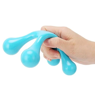 Imagen de masajeador de mano cuatro puntos, herramienta masaje cuerpo completo, acupuntura manual, tratamiento spa corporal para el cuello trasero,