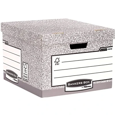 Imagen de Fellowes Bankers Box System Caja contenedora de archivos tamaño folio, 10 unidades, color gris