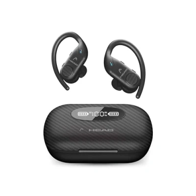 Imagen de Auriculares Inalámbricos Head Flex Hooks, 8+32 H, Botón Control, Llamadas, Asistentes Voz, Ipx7, Negro