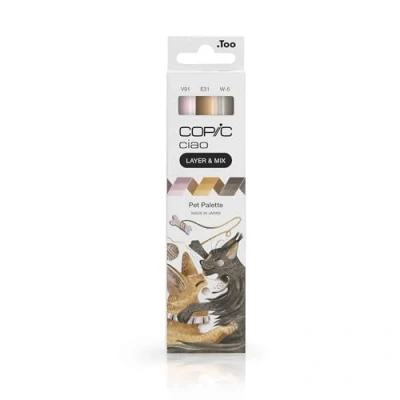 Imagen de COPIC Ciao LAYER &amp; MIX «Pet Palette», set de rotuladores 3 colores diferentes, rotulador punta media y pincel.