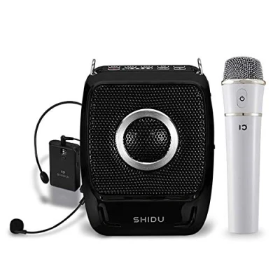 Imagen de Amplificador de Voz Portatil inalámbrica Bluetooth SHIDU 25W Sistema megafonía batería Recargable amplificadores con micrófonos Mini Altavoz micrófono para Profesores, guías turísticos