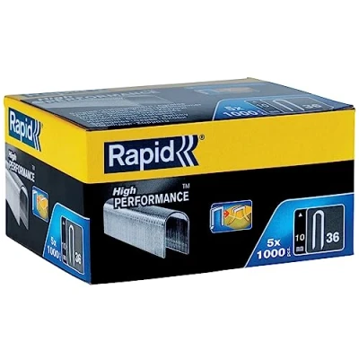 Imagen de Rapid Caja de Grapas Corona Redondeada para Cables Bajo Voltaje N.º36 Acero Galvanizado, 10 mm 5 x 1.000
