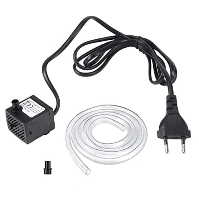 Imagen de bomba de agua sumergible, mini ultrasilenciosa, con 2 boquillas, tazas succión y manguera 50cm para acuarios, fuentes, tanques peces, seguro,ahorro energía,duradero,3W (UE)