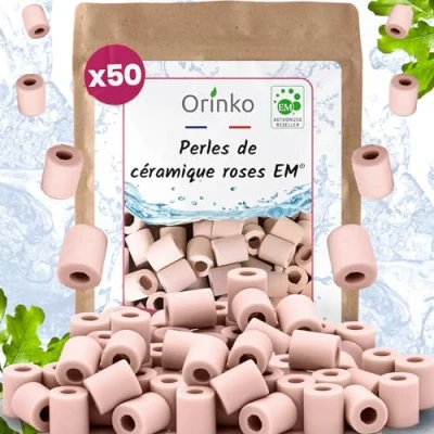 Imagen de 50 perlas de cerámica EM rosas Purifican el agua perfectas para jarra, botella, botella [satisfecho o reembolsado]