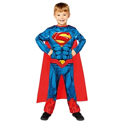 Imagen de amscan Costume Age 9910133 Superman Disfraz de Halloween 10 a 12, azul, dibujo animado, color, 12 años