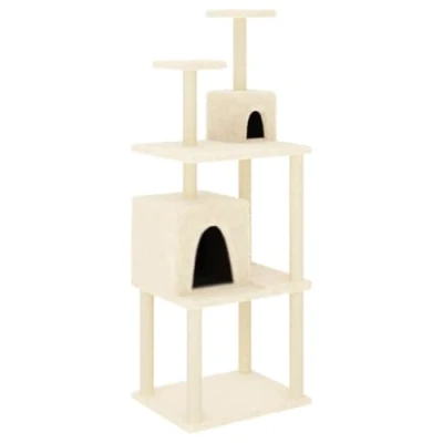 Imagen de vidaXL Rascador para Gatos con Postes de sisal Color Crema 167 cm, Torre Gatos, Poste rascar Centro Actividades