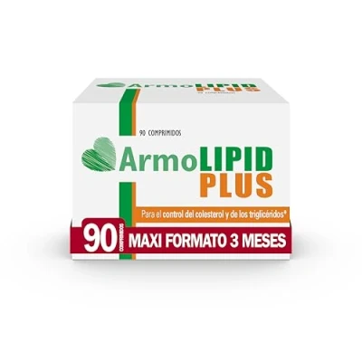 Imagen de ArmoLIPID PLUS Complemento Alimenticio Para el Control del Colesterol y de los Triglicéridos, Con Levadura Roja Arroz, Berberina, Coenzima Q10, Astaxantina Ácido Fólico, 90 Comprimidos