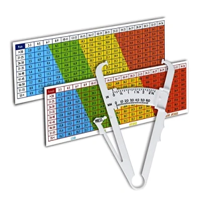 Imagen de CZ Store Medidor de Grasa Corporal ✮GARANTÍA POR VIDA✮ Pinzas Medición Pliegues Cutáneos Lectura Rápida, Fácil y Precisa Manual Instrucciones, Tabla, Guía Ejercicios