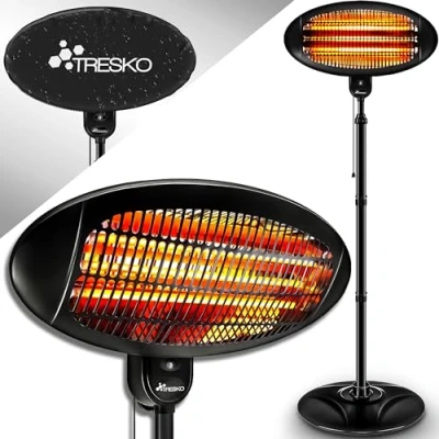 Imagen de TRESKO Calefactor por Infrarrojos 2000W Estufa Radiante con 3 Temperaturas Radiador Eléctrico para Exterior e Interior Calentador Pantalla LED
