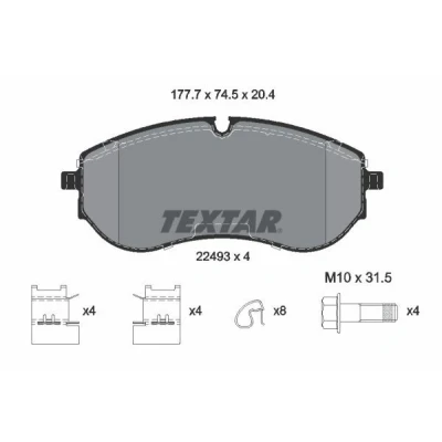 Imagen de TEXTAR 2249301 Juego de pastillas freno preparado para indicador desgaste con tornillos pinza accesorios VOLKSWAGEN: Crafter Furgón