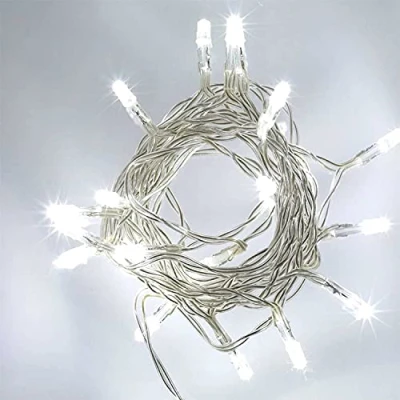 Imagen de SHATCHI 40 luces LED blancas frías, cable transparente, funciona con pilas, cadena de hadas para árbol Navidad, boda, fiesta, cumpleaños, jardín, decoración ventana