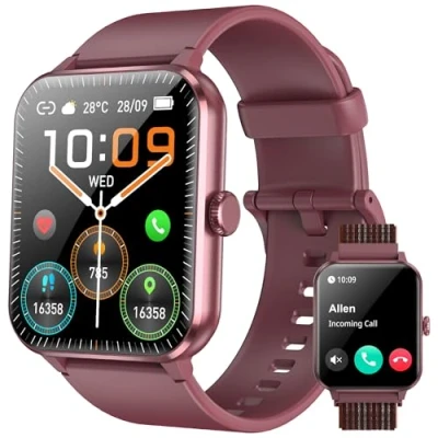 Imagen de IOWODO Reloj Inteligente Mujer Hombre Smartwatch 1.85&quot; con Llamadas Bluetooth, Monitor Cardíaco, Oxímetro, Sueño, 100+ Modos Deportivos, IP68 Impermeable, Pulsera Actividad para Android iOS