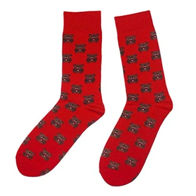 Imagen de Weri Spezials Calcetines para hombre, estilo informal y divertido, con diseños divertidos colores alto porcentaje de algodón. Bulldog rojo. 43 46