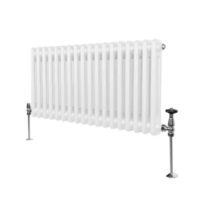 Imagen de Radiador Tradicional Horizontal de 2 columnas 300mm x 832mm Blanco Acero Montado en pared Kit fijación y soportes + Cepillo limpieza GRATIS Calefacción estufa calefactor