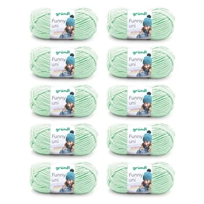 Imagen de Gründl Funny Uni Knitting and Crocheting y Sus Hilos (Hilo de Chenilla Aterciopelado 100% poliéster, 100 g / 120 m, tamaño Aguja 5 6, 10 x g), Pastel, Verde pastello, One Size
