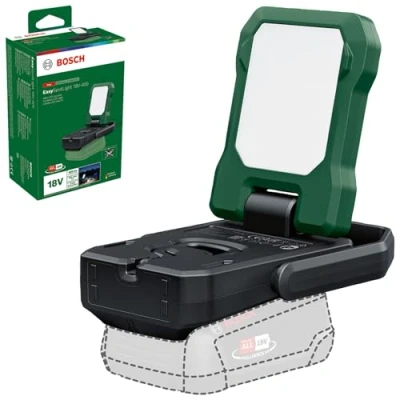 Imagen de Bosch Luz LED/lámpara de camping con batería EasySpotLight 18V 400 (luz blanca cálida/fría; 3 niveles ajuste brillo, cabezal plegable/giratorio: 360/180; 18V; Powerbank USB C®; sin batería)