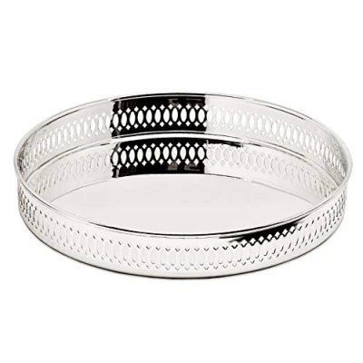 Imagen de EDZARD Bandeja para Servir Coro, Redonda, Plateada, Resistente al deslustre, diámetro 23 cm, Altura 3,5 de galería