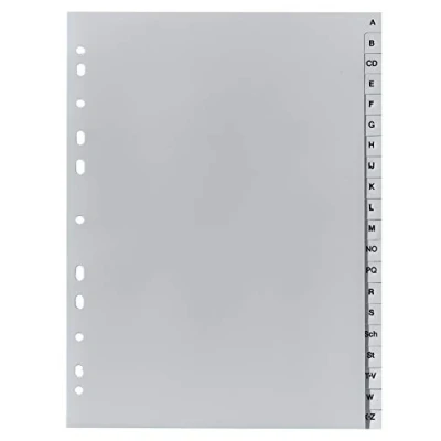 Imagen de Exacompta Ref. 1720B 1 Divisores impresos en PP reciclado Gris A Z (alfabeto alemán) 20 posiciones A4
