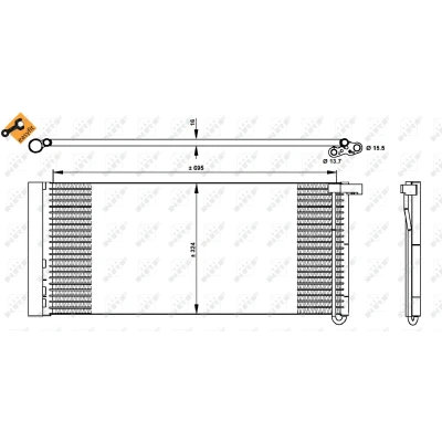 Imagen de NRF EASY FIT 350331 Condensador con secador, junta anular 15,5 13,7 Aluminio 695 PORSCHE: Panamera