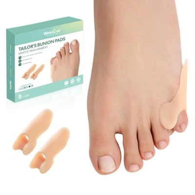 Imagen de Welnove Tailor&#039;s Bunion Corrector Pads 8 Pack Pinky Toe Protector, Cushion with Separator for Women Men, Gel Shield Foot Pain Relief, Beige(Shield Spacers)
