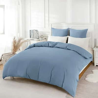 Imagen de REDKEY Funda Nordica Cama 90,Juego de Edredon 155x220 y 1 Fundas Almohada 80x80cm Juego Microfibra cepillada Suave (Azul grisáceo)