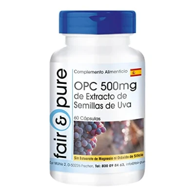 Imagen de Fair &amp; Pure® OPC 500mg Extracto de semilla uva vegano Alta pureza 60 Cápsulas