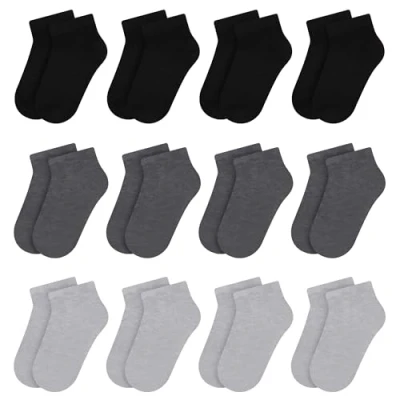 Imagen de Libella 12 Pares de Calcetines deportivos cortos niño/niña negro y gris 80% algodón 2864 23 26