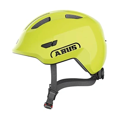 Imagen de ABUS casco infantil Smiley 3.0 de bicicleta con ajuste bajo, diseños adaptados a los niños y espacio para una coleta niñas Amarillo Brillante, talla S