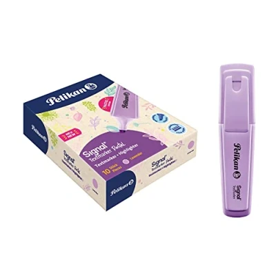 Imagen de Pelikan Signal Lavender, Subrayadores Pastel Color Lavanda, a Base de Agua, Lavables, Respetuosos con la Piel, Paquete 10 Unidades