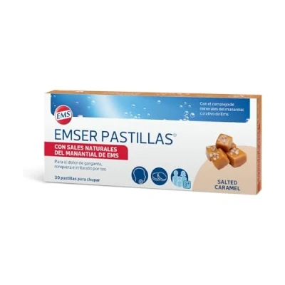 Imagen de Emser Caramelos en pastilla con sales naturales sabor Caramelo para la garganta 30 Pastillas