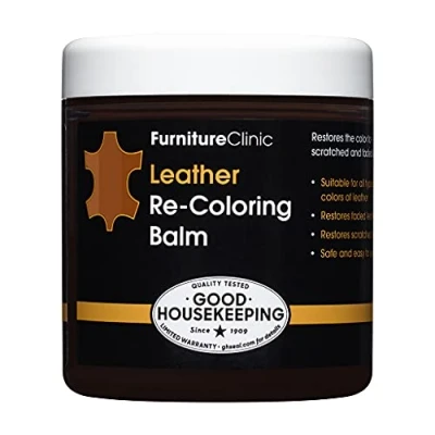 Imagen de Furniture Clinic Bálsamo Reparador para Cuero y Piel Restaura, Hidrata, Repara los Arañazos la Decoloración del Sofás, Tapicerías, Asientos de Automóviles, Ropa, Zapatos Marrón Medio