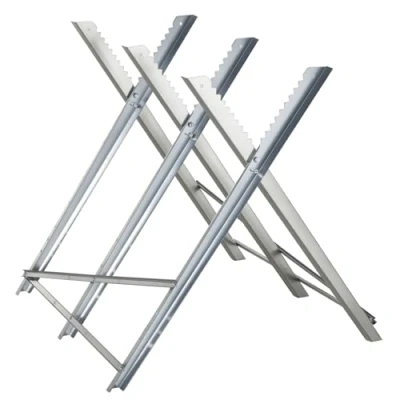 Imagen de DURHAND Caballete para Sierra Plegable Motosierra con Estructura Triangular de Metal Soporte Leña Carga 100 kg 83x83x79 cm Plata