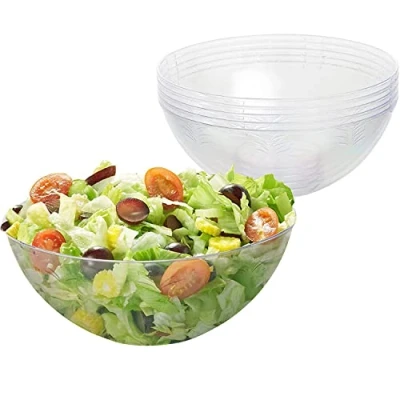 Imagen de MATANA 5 Cuencos Transparentes, Bol de Plástico Duro, Ensaladeras, 1500ml Resistente y Reutilizable Fiestas, Picnic, Cumpleaños