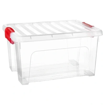 Imagen de Acan Tradineur Caja de Almacenamiento Transparente KLIP 16,6 Litros Fabricado en Plástico Cierre Hermético y Seguro 30 x 40 21,5 cm