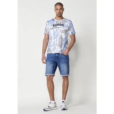 Imagen de Camiseta de manga corta estampada color azul para hombre
