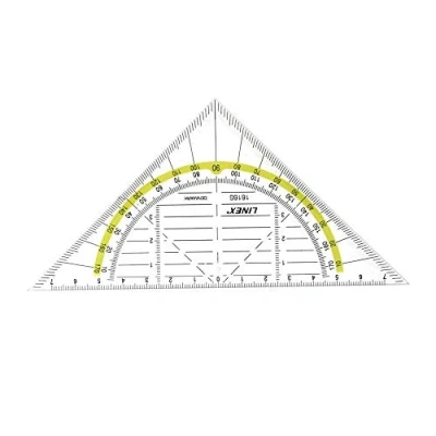 Imagen de Linex Geometría triangular transparente con mango extraíble, 1 unidad, 14 cm