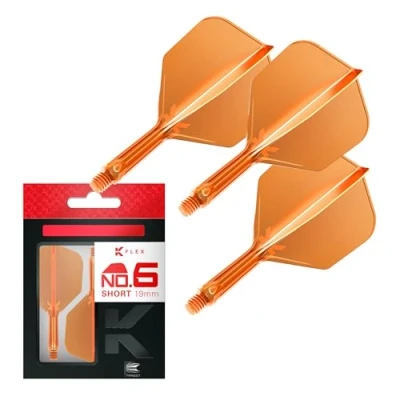 Imagen de Target Darts K Flex Integrated Dart Flight and Shaft, No.6 Naranja (Corto) Lote de 3 No 6, Plumas y Caña para Dardos Kflex Precision Moulded 2 In 1 Accesorios Profesionales