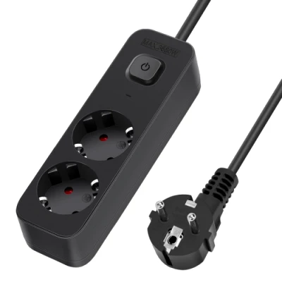 Imagen de Aigostar Regleta Enchufes de 2 Enchufes, Alargador Enchufe 3 Metros con Interruptor, Negro