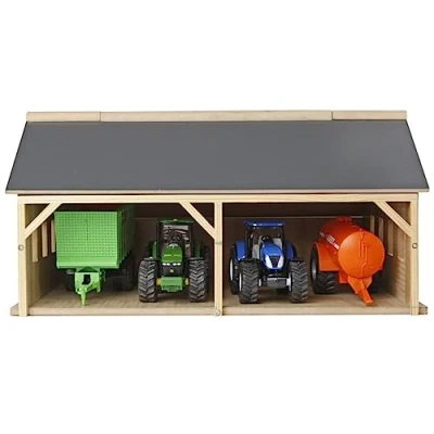 Imagen de Kids Globe Globo niños 610047 Hangar de Madera para Tractores 1/50 Escala
