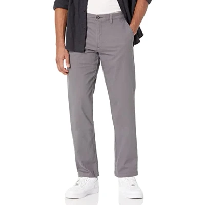 Imagen de Amazon Essentials Pantalón chino elástico de corte recto y estilo informal Hombre, Color Carbón, 32W / 28L