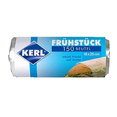 Imagen de KERL Frückstücksbeutel Bolsas de Desayuno (18 x 25 cm, 150 Unidades), Polietileno Alta Densidad (HDPE), Transparente