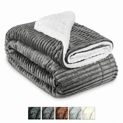 Imagen de Beautissu Elisa Manta Sherpa de Sofa 220x240 cm Mimosa y acogedora XXL Gruesa Invierno, Cubre Sofa, Polar con Aspecto Piel Cordero Efecto Brillo Antracita