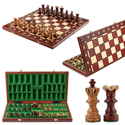 Imagen de Exclusivo Juego DE ajedrez Madera Calidad AMBASSADOR Luxe Cherry 54cm / 21in, clásico Hecho a Mano
