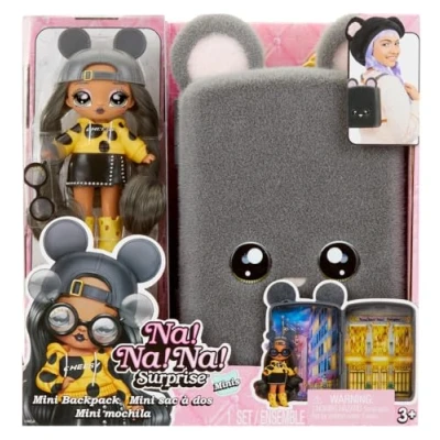 Imagen de Na! Surprise Mini Backpack Serie 2 Marisa Mouse Muñeca de Moda y Mochila Ratón Gris Peludo Ideal para Niños Mayores 4 Años