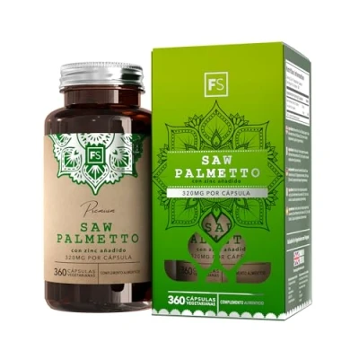 Imagen de FS Saw Palmetto 320mg Palmeto con Zinc por Porción 360 Cápsulas de Alta Potencia Serenoa Repens Capsulas Veganas Sin OGM, Gluten, Lácteos y Alérgenos Fabricado en el RU
