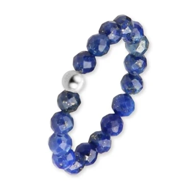 Imagen de GD GOOD.designs Anillo antiestrés de perlas lapislázuli natural para mujer elástico ansiedad facetado