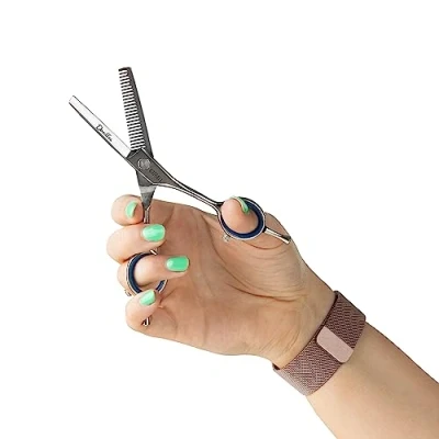 Imagen de Mikki Doodle, Tijeras de Adelgazamiento Cara y Pata Cachorro, Hoja semivexa Afilada Duradera, Dientes en Forma V, Tornillo tensión Ajustable para Control precisión, 12,7 cm