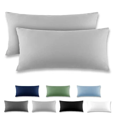 Imagen de REDKEY Funda Almohada Juego de 2 Fundas Almohadas 40x80 cm, con Solapa (sin Cremallera), Transpirable Suave Antiarrugas Microfibra Gris Claro