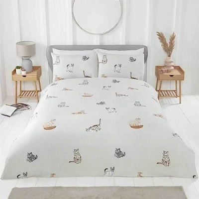 Imagen de Rapport Home Purrfect Juego de Cama Microfibra Reversible 180 Hilos, tamaño Individual, Color Gris